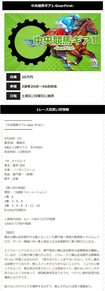 【有料プラン/中央競馬】2023年5月28日(日)東京8R
