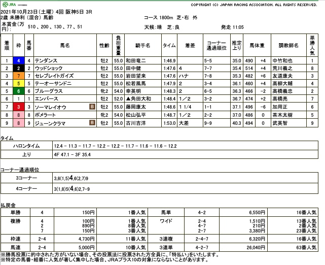中央競馬レース結果